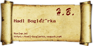 Hadl Boglárka névjegykártya